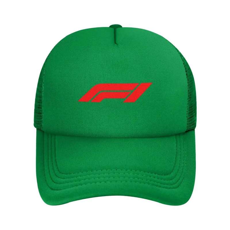 1pc F1 Racing Mesh Baseball Cap Black Snapback with Red F1 Logo Lightweight Polyester Breathable