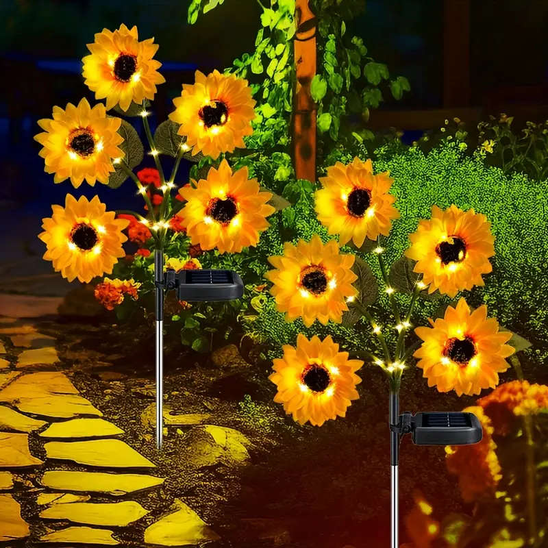 5 Solar powered sunflower LED lights