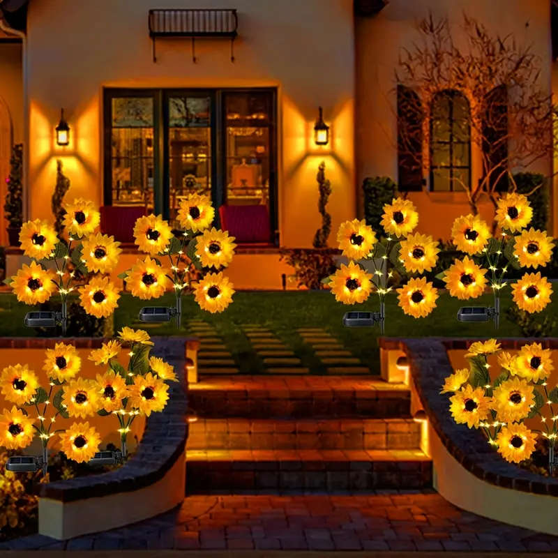 5 Solar powered sunflower LED lights