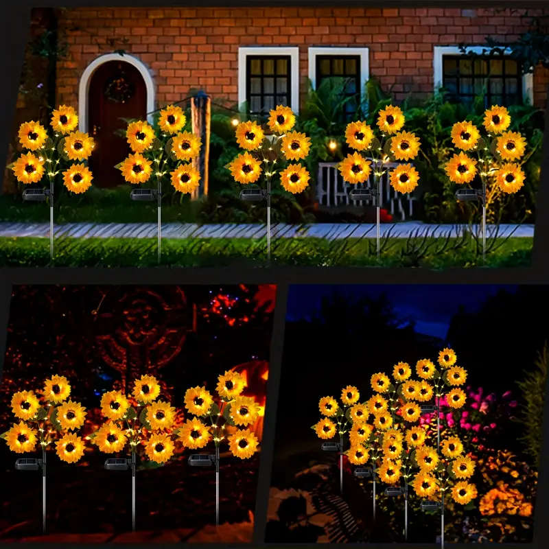 5 Solar powered sunflower LED lights