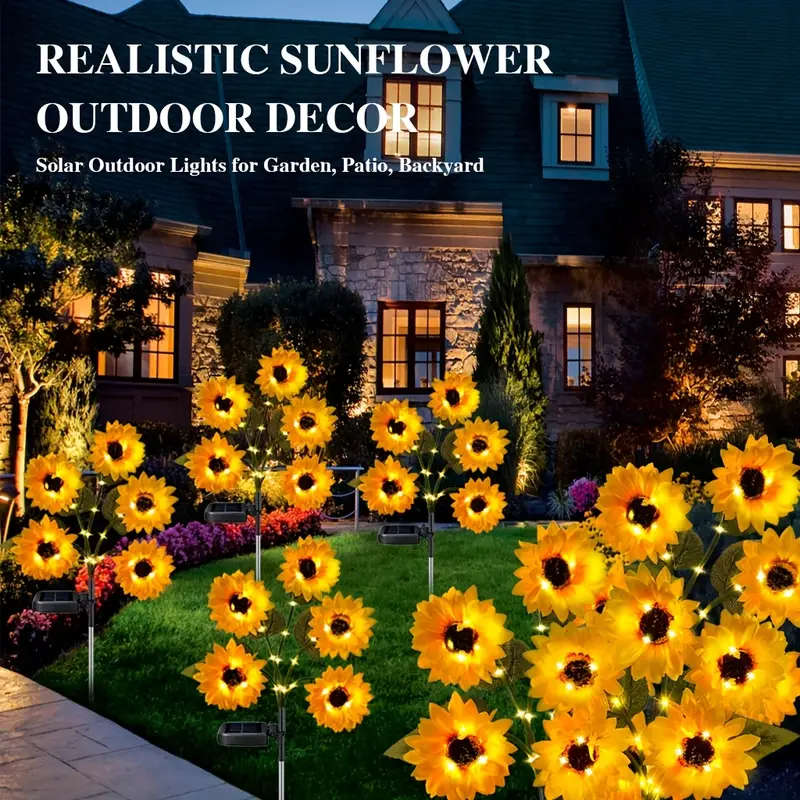 5 Solar powered sunflower LED lights