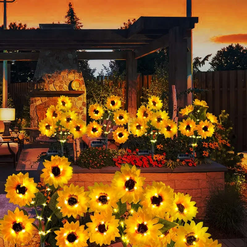 5 Solar powered sunflower LED lights
