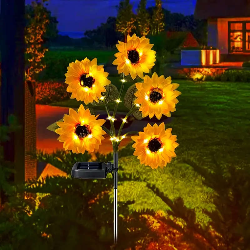 5 Solar powered sunflower LED lights