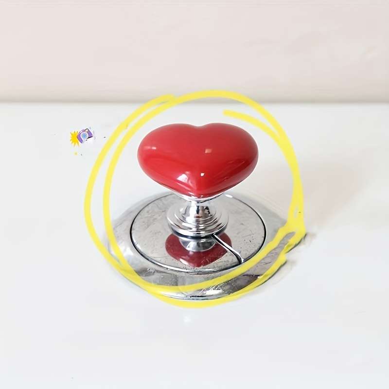 Colorful heart shaped toilet tank button