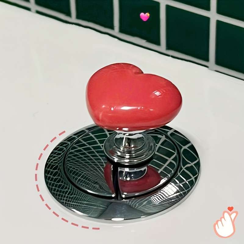 Colorful heart shaped toilet tank button