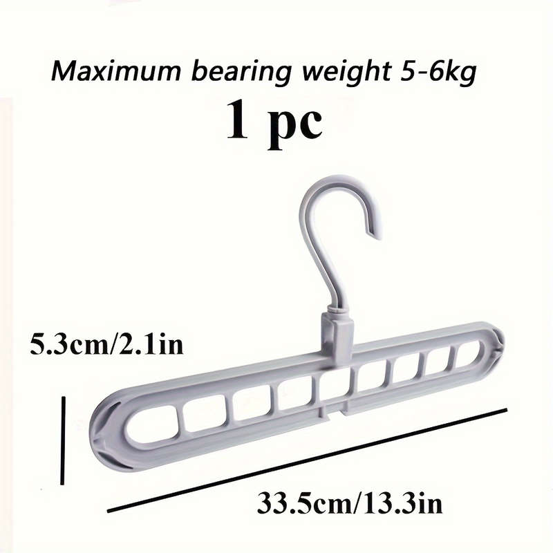 1 Piece Space Saving 9-Hole Multipurpose Plastic Clothes Hanger, Foldable Portable Storage Rack for