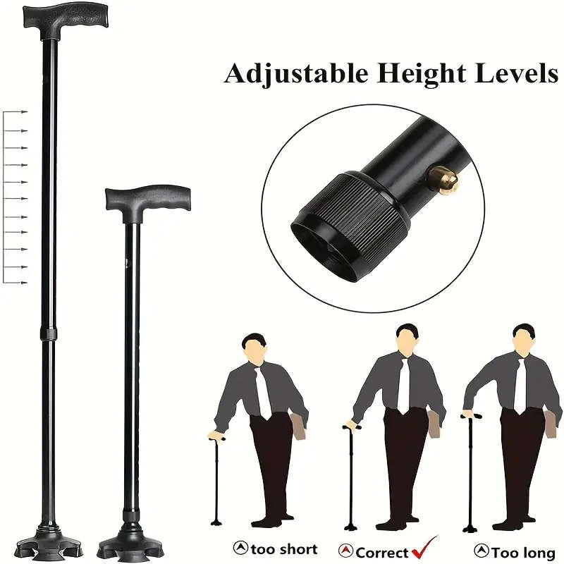 Aluminum adjustable telescopic height walking stick