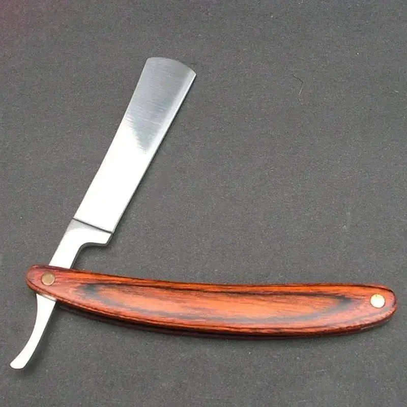 Retro folding wooden handle old fashioned razor
