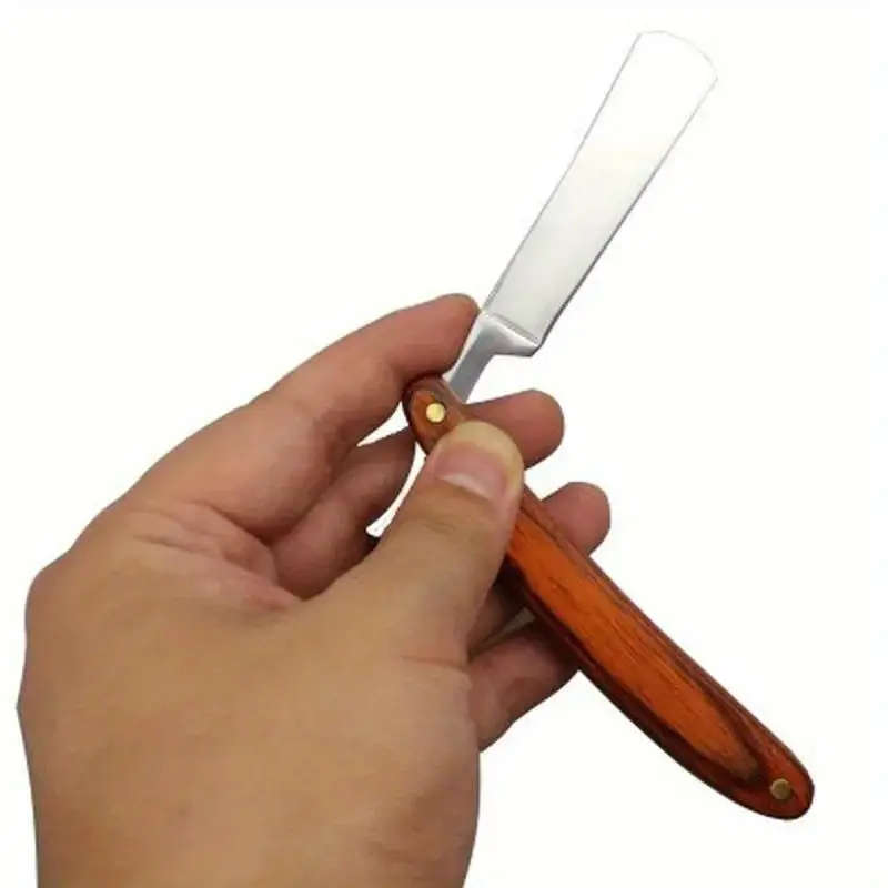 Retro folding wooden handle old fashioned razor