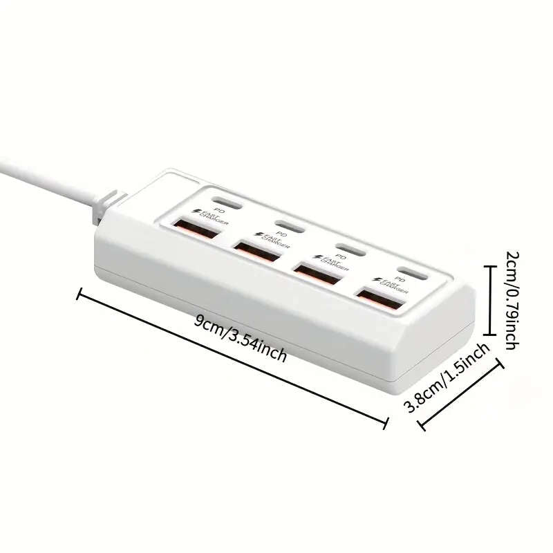 8-port USB to 4USB+4Type-C interface 25W hub