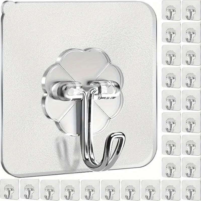 Heavy duty transparent adhesive hooks 24 pcs available, 9.98 KG super strong load bearing, no drilling required