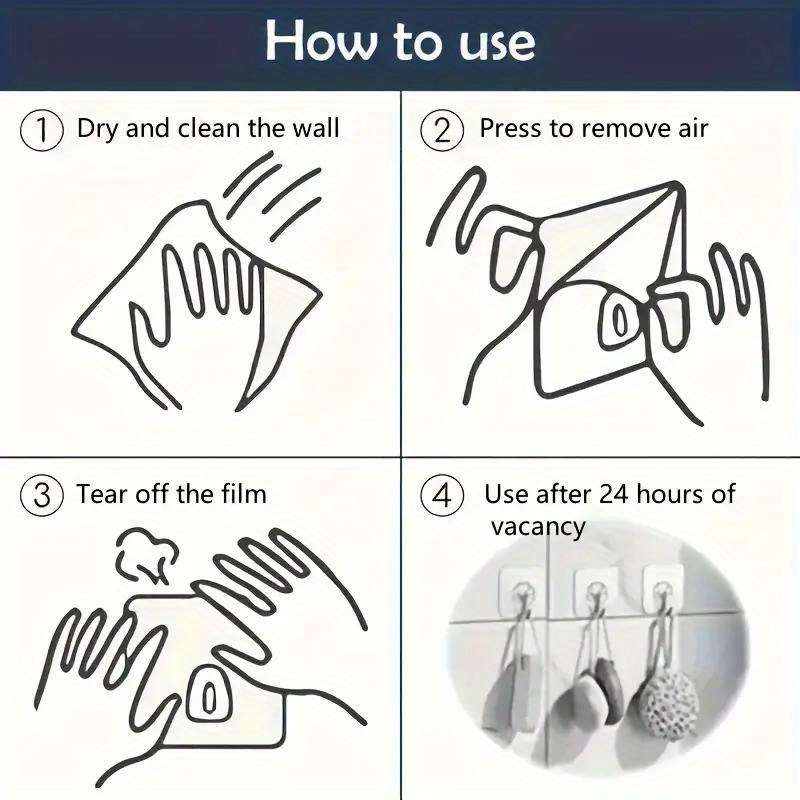 Heavy duty transparent adhesive hooks 24 pcs available, 9.98 KG super strong load bearing, no drilling required