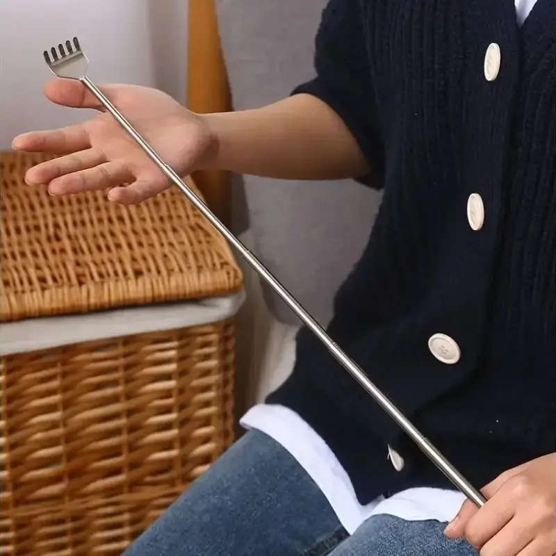 1 Piece Retractable Stainless Steel Back Scratcher - 20 Inch Portable Itch Relief Tool Durable and Non-Itchy