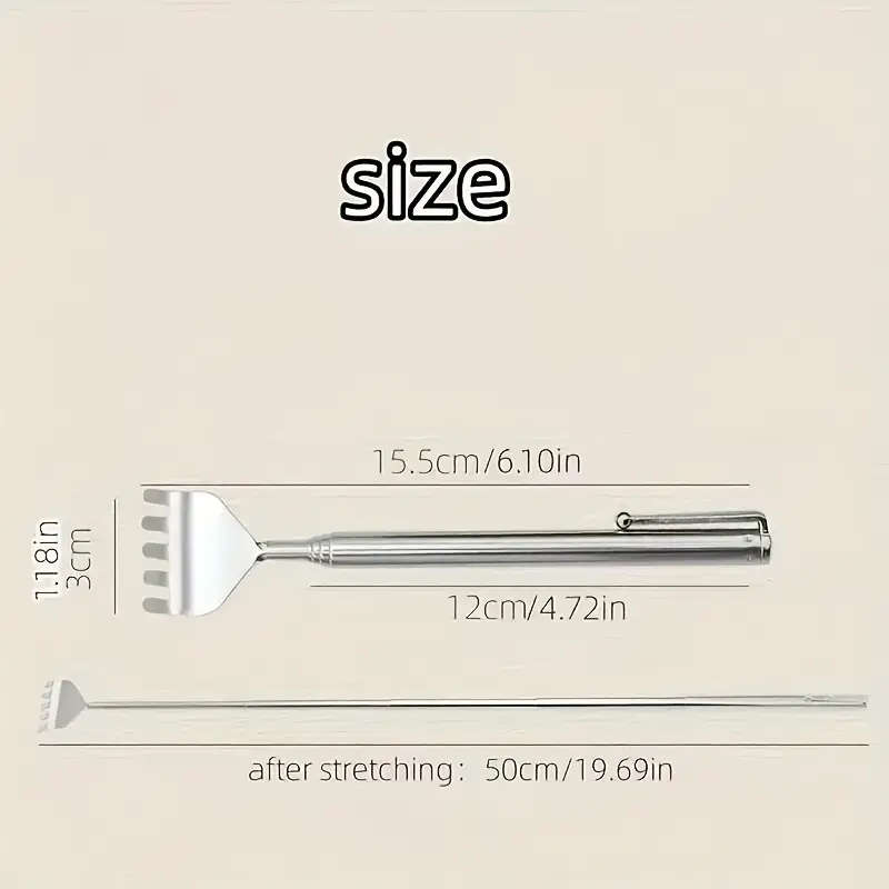 1 Piece Retractable Stainless Steel Back Scratcher - 20 Inch Portable Itch Relief Tool Durable and Non-Itchy