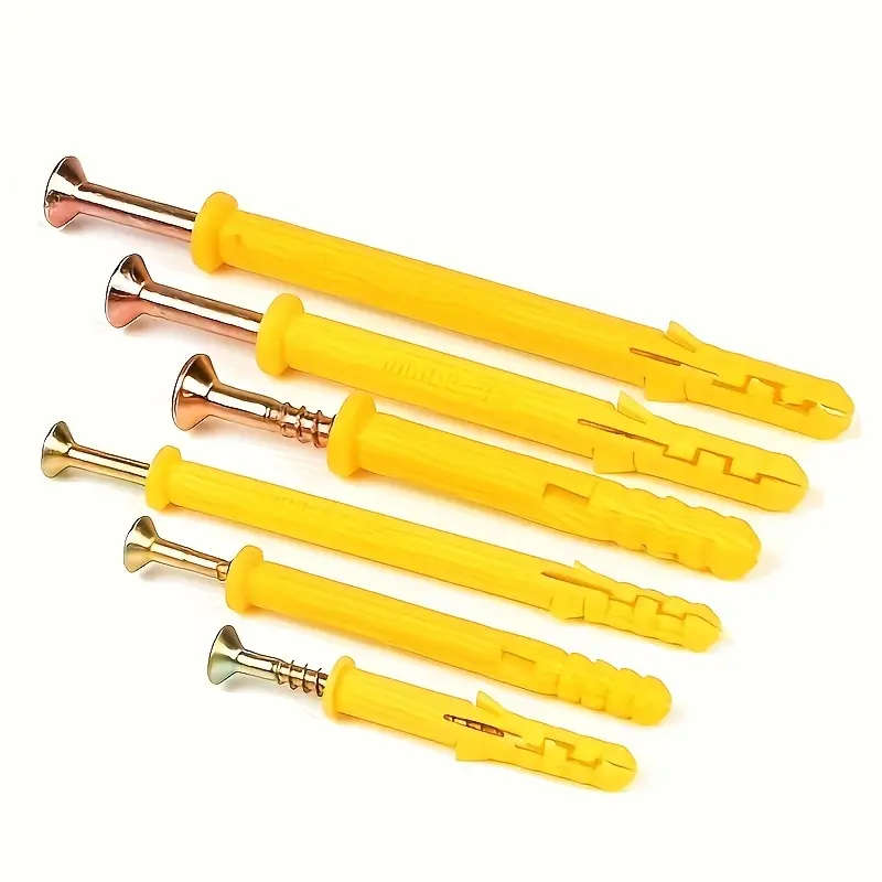 214pcs Heavy Duty Yellow Plastic Expansion Screw Anchor Set
