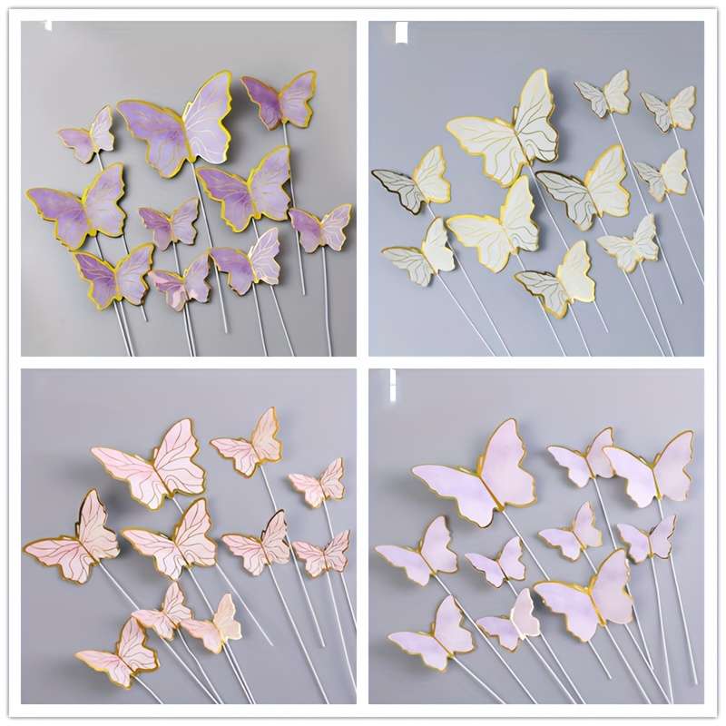 A set of cake decoration inserts with delicate gold rims