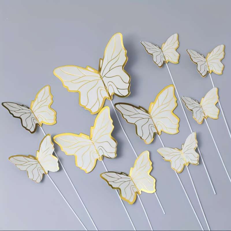 A set of cake decoration inserts with delicate gold rims
