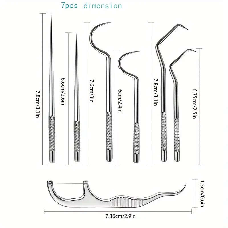 7-piece stainless steel toothpick set