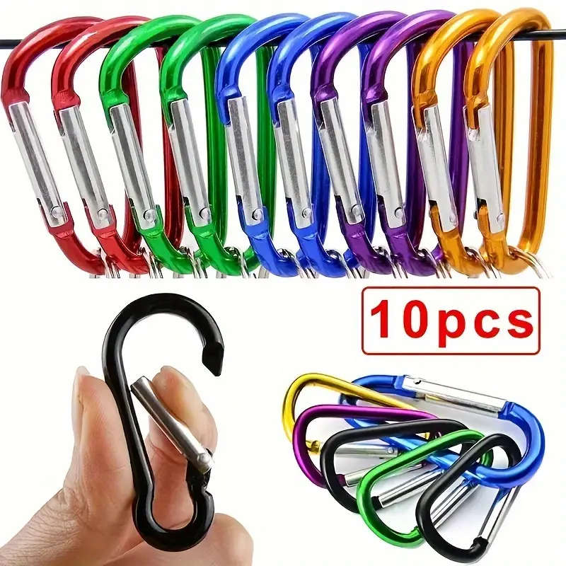 10 Pack Vitality Mini Carabiner Keychain Durable Aluminum Alloy Spring Hook Clip for Outdoor Cameras