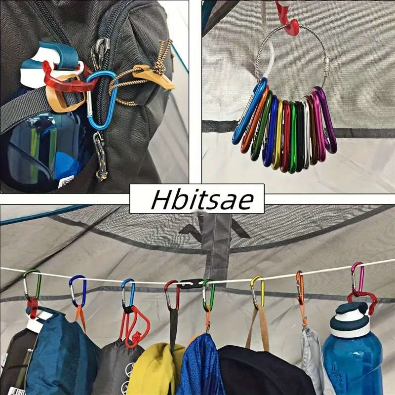 10 Pack Vitality Mini Carabiner Keychain Durable Aluminum Alloy Spring Hook Clip for Outdoor Cameras