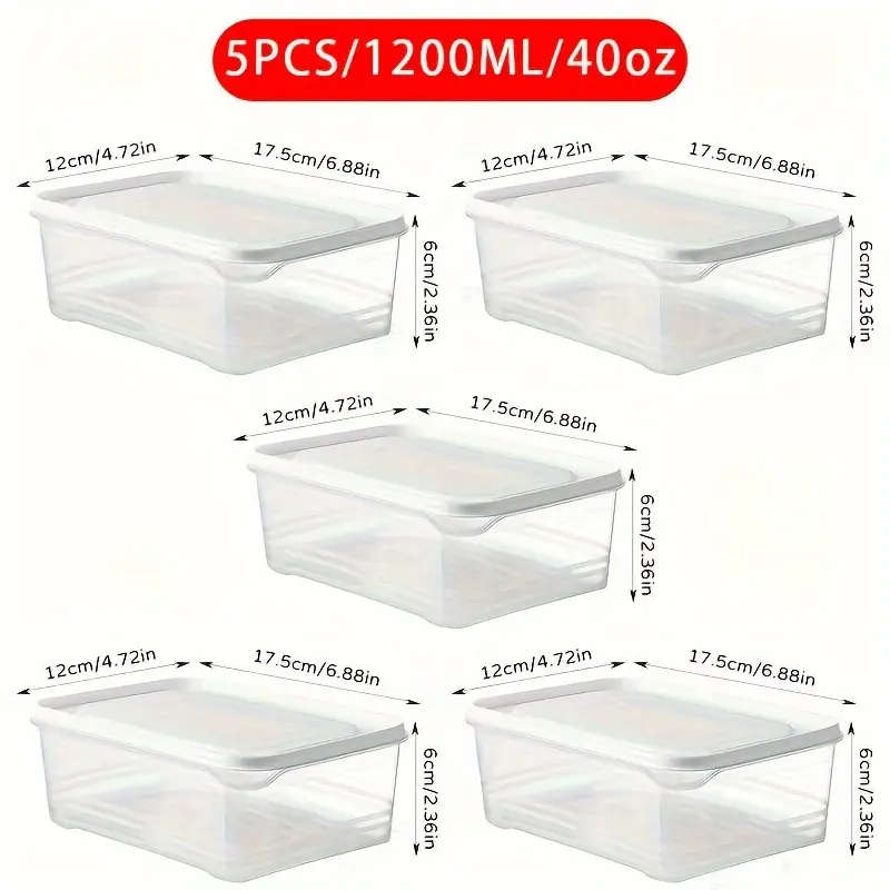5-piece kitchen refrigerator storage box set (with lid)
