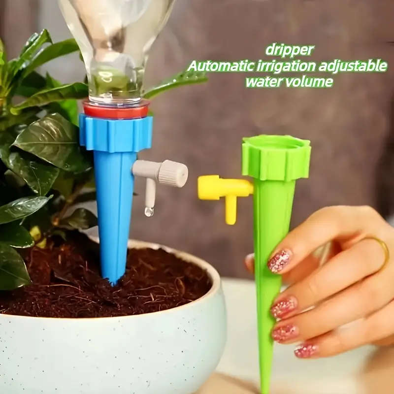 20-pack plant watering drippers with adjustable flow control valve, polypropylene self-irrigating tips