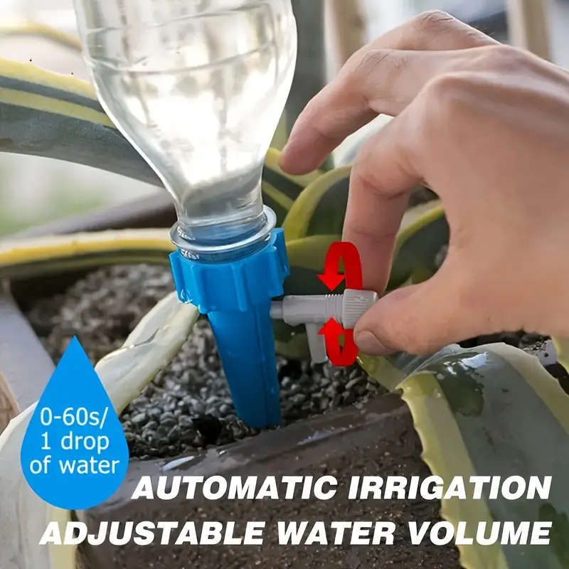 20-pack plant watering drippers with adjustable flow control valve, polypropylene self-irrigating tips