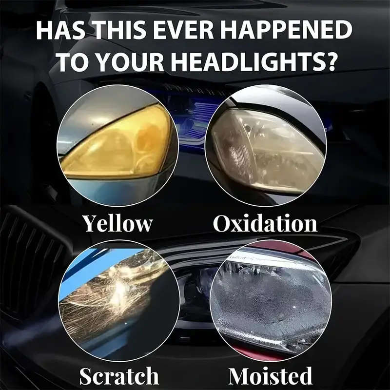 1-piece car headlight restoration kit, no need to polish, removes oxidation, enhances brightness, suitable for all models