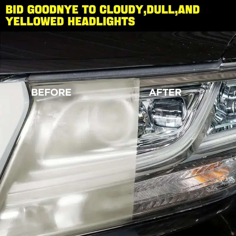 1-piece car headlight restoration kit, no need to polish, removes oxidation, enhances brightness, suitable for all models