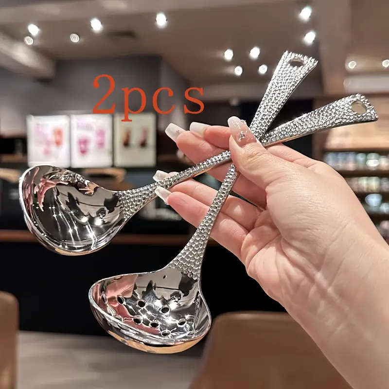 2-pack stainless steel hot pot spoon, soup spoon, colander