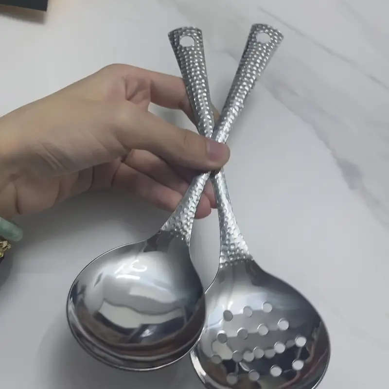 2-pack stainless steel hot pot spoon, soup spoon, colander