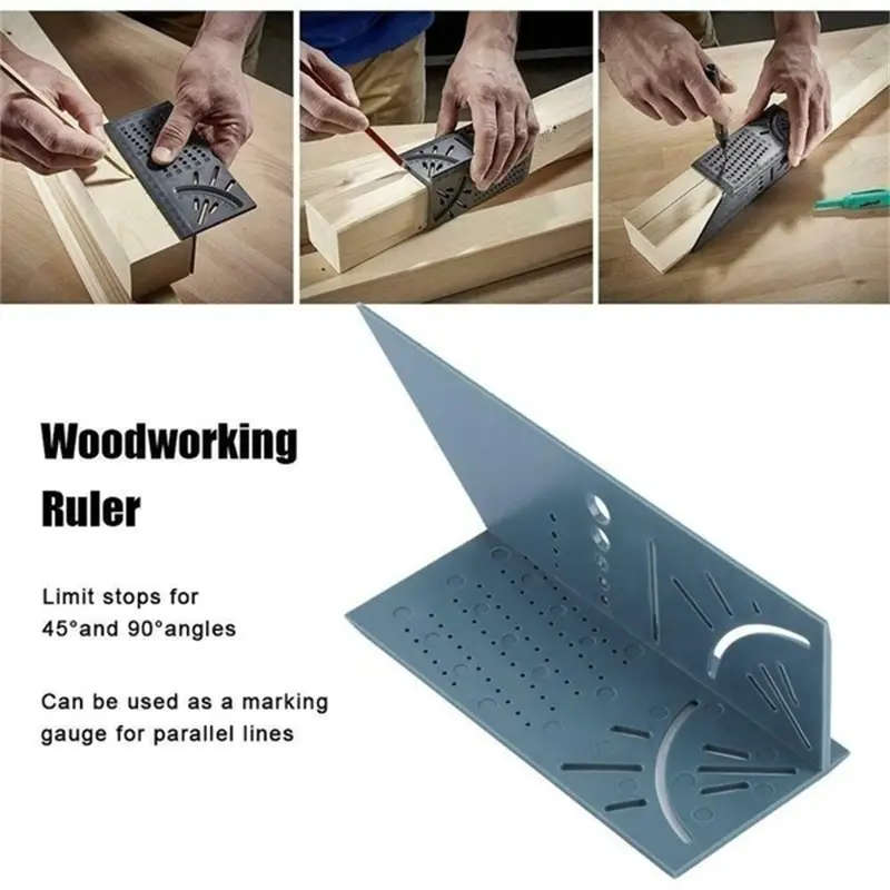 Woodworking Precision Linear Measurement Tool 3D Angle Ruler 45-90 Degree Marking Guide Durable