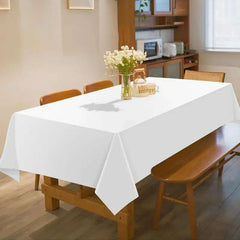 White rectangular disposable tablecloth