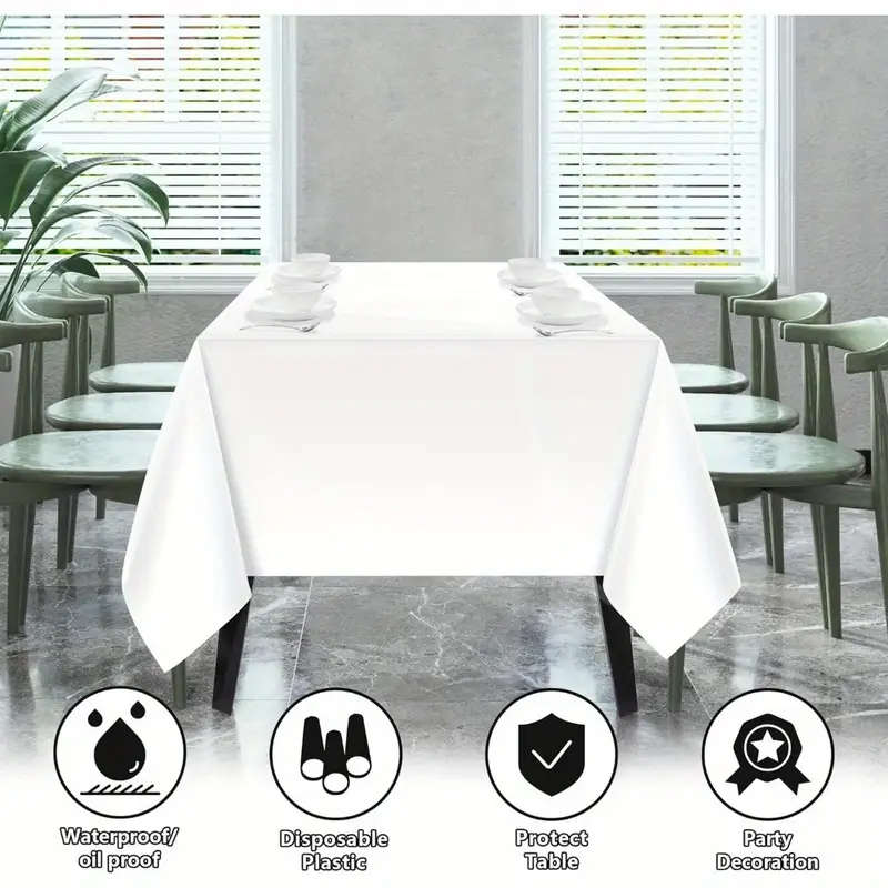White rectangular disposable tablecloth
