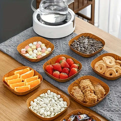 10-piece imitation wood plastic snack tray
