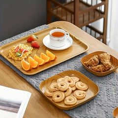 10-piece imitation wood plastic snack tray