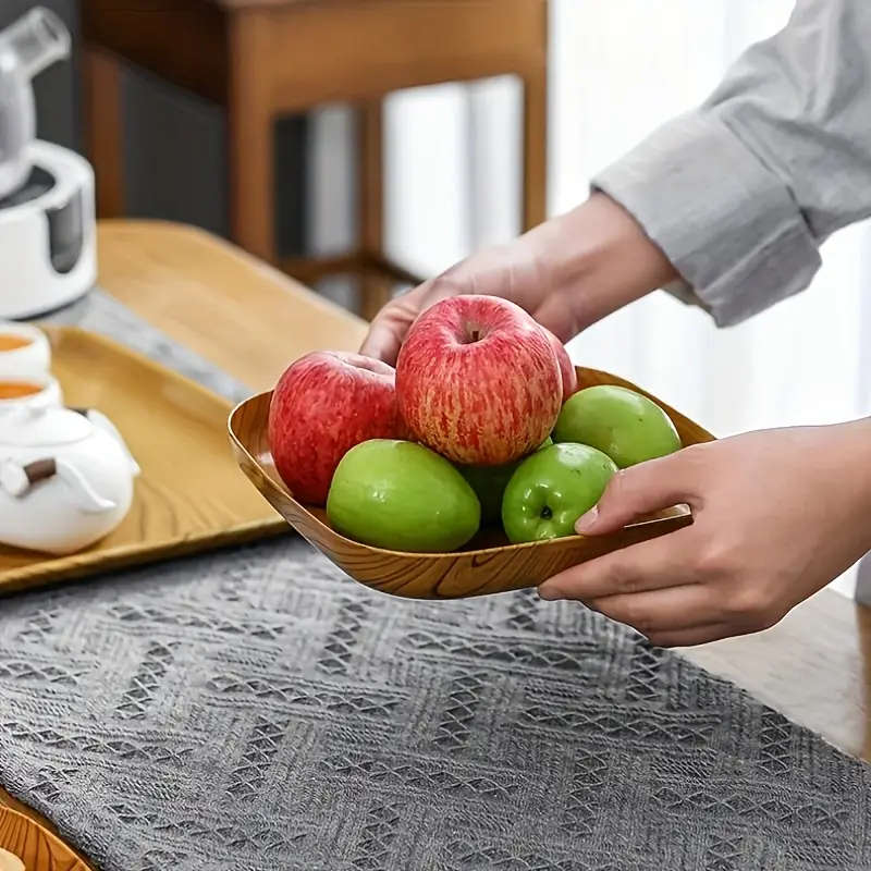 10-piece imitation wood plastic snack tray