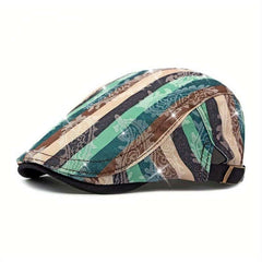 1pcs Fashion Striped Beret Hat for Men and Women Lightweight Non-Stretch Hand Washable Polyester Painter Hat
