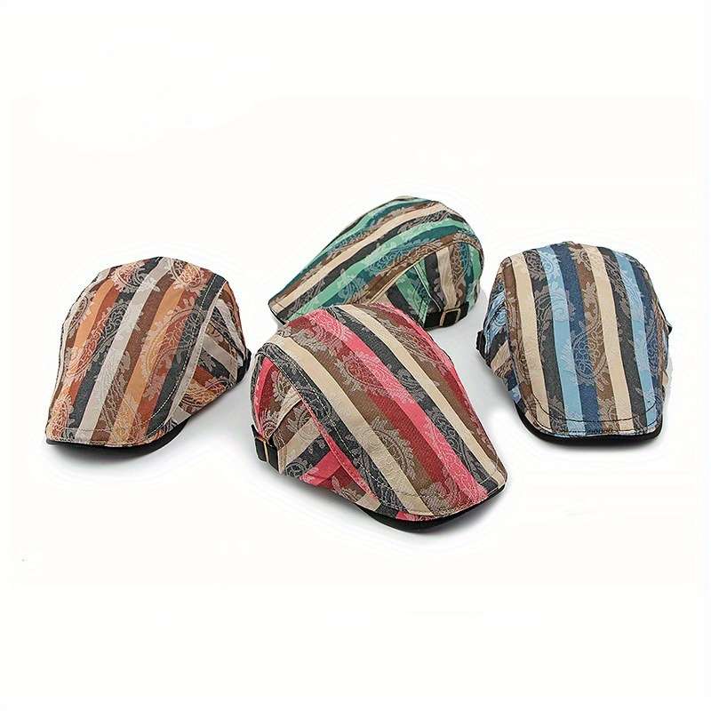 1pcs Fashion Striped Beret Hat for Men and Women Lightweight Non-Stretch Hand Washable Polyester Painter Hat