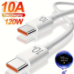 1pcs 120W 10A Dual Type-C Fast Charging Cable 100cm Compatible with iPhone 15 16 Pro MAX Samsung
