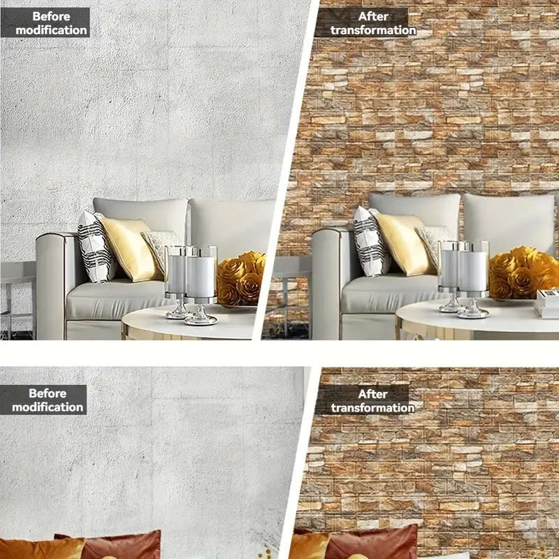 50 pieces of brick pattern self-adhesive 3D wall stickers