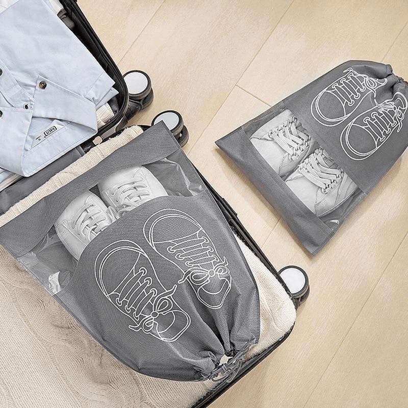 5 dustproof shoe bags with drawstrings