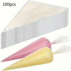 Triangle embossing bags, HDPE cream bags, 100 pcs, suitable for cake decoration, cookies, pastries, desserts, icing tools. Easy to use, non-stick, durable, suitable for beginners and professionals.