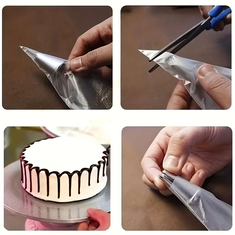 Triangle embossing bags, HDPE cream bags, 100 pcs, suitable for cake decoration, cookies, pastries, desserts, icing tools. Easy to use, non-stick, durable, suitable for beginners and professionals.