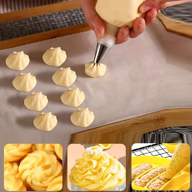 Triangle embossing bags, HDPE cream bags, 100 pcs, suitable for cake decoration, cookies, pastries, desserts, icing tools. Easy to use, non-stick, durable, suitable for beginners and professionals.