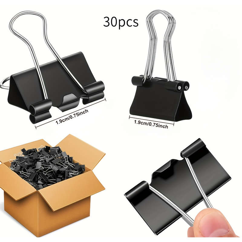 30 black metal paper clips