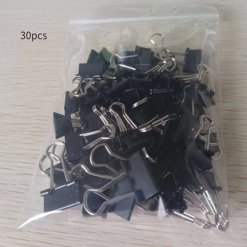 30 black metal paper clips