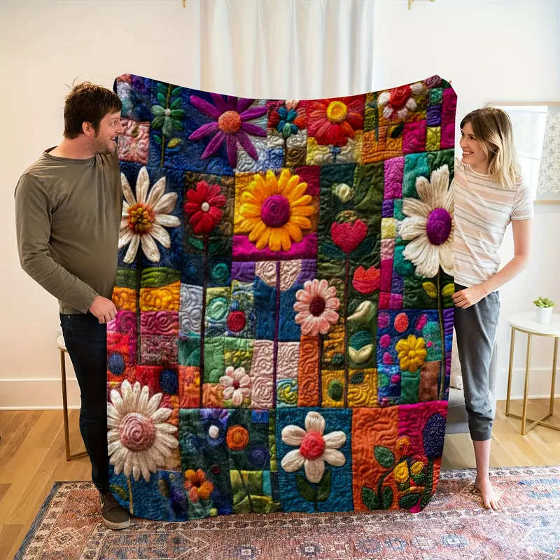 1 Bohemian Floral Patchwork Blanket