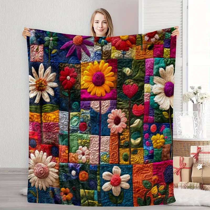 1 Bohemian Floral Patchwork Blanket