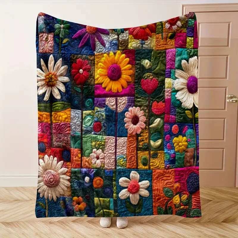 1 Bohemian Floral Patchwork Blanket